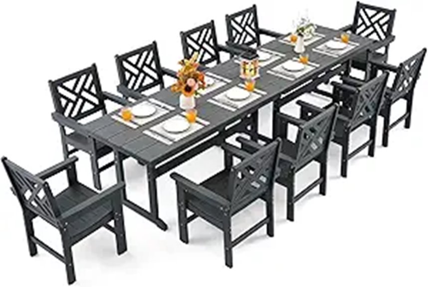 outdoor dining set with umbrellas