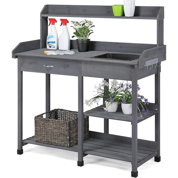 Yaheetech Outdoor Potting Bench Table with Sink