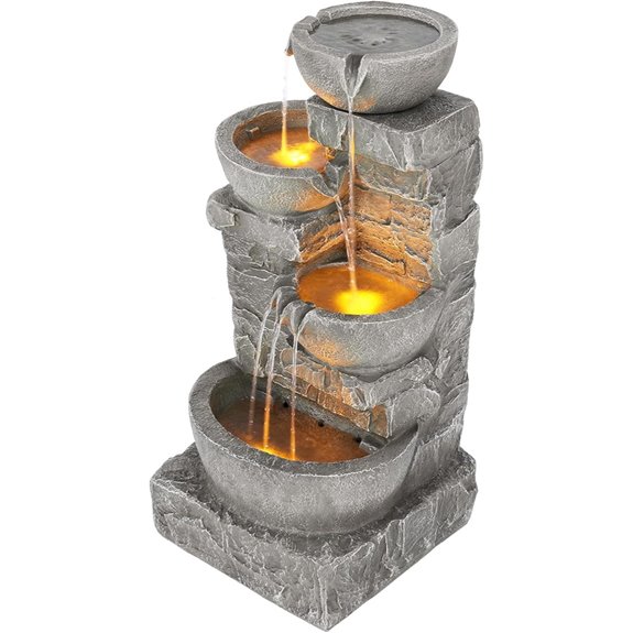 Teamson Home Cascading Bowls LED Outdoor Water Fountain