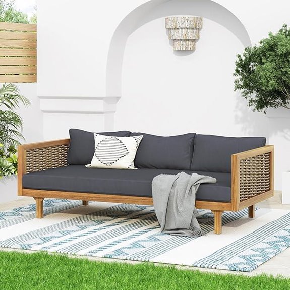 Merax Outdoor Patio Daybed 3 Seater Sofa Bed