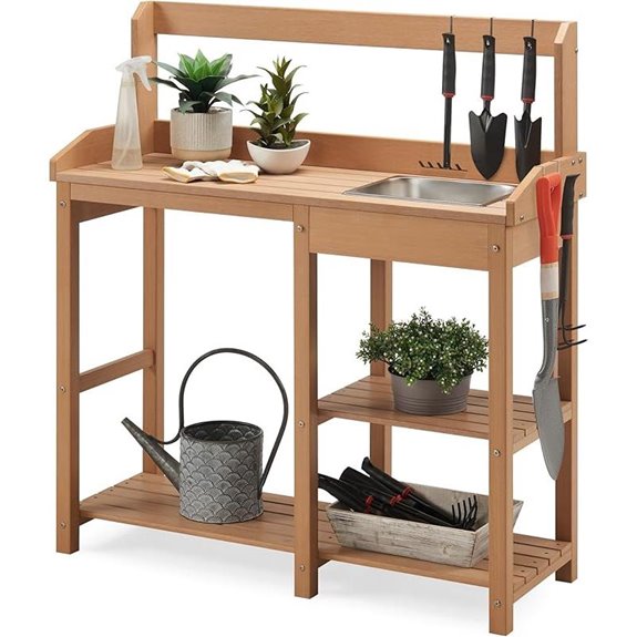 Psilvam Outdoor Potting Bench with Sink
