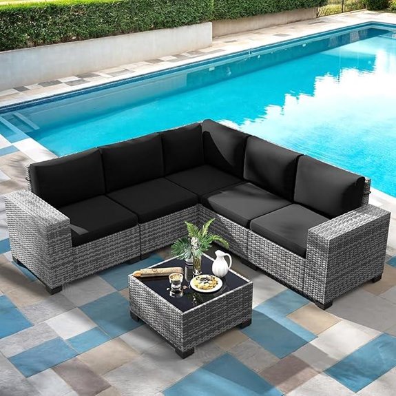 Amopatio 6 Piece Outdoor Sectional Sofa Set