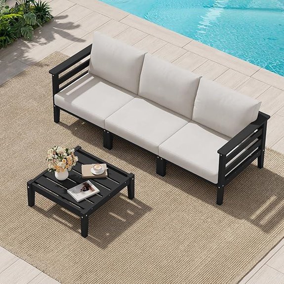 SERWALL 4-Piece Outdoor Sofa Set with Coffee Table