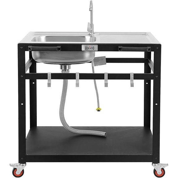 35” Outdoor Grill Cart with Stainless Steel Sink