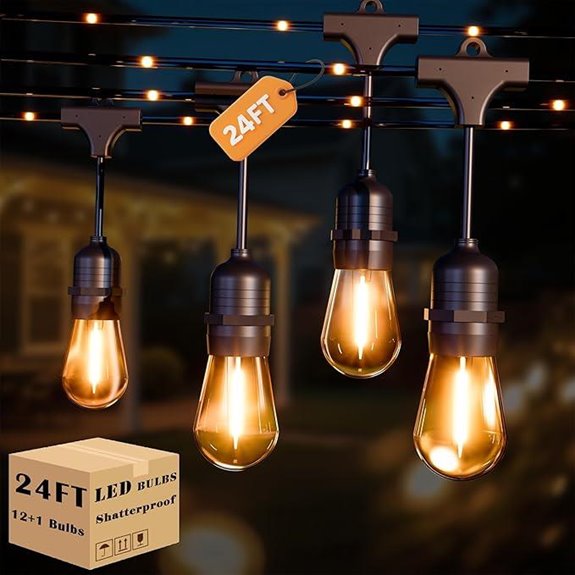 Outdoor String Lights with 13 S14 Retro Bulbs