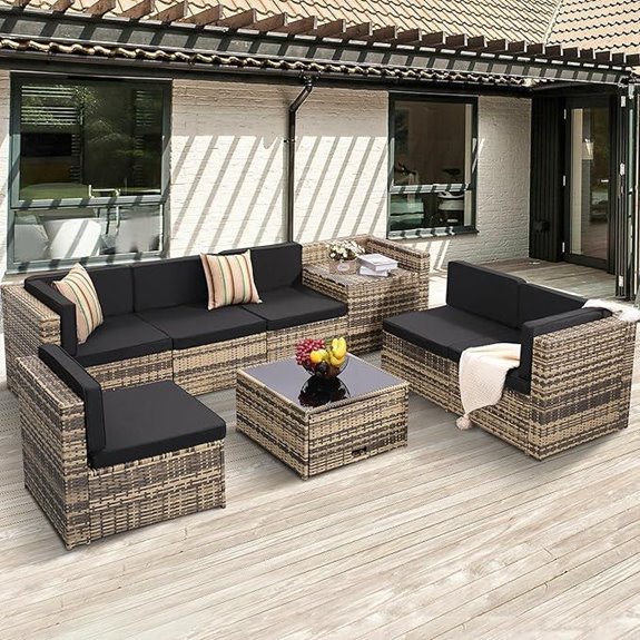 Outdoor Wicker Rattan Patio Furniture Sectional Set