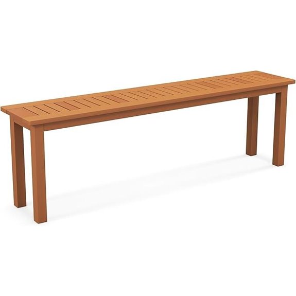 Tangkula Outdoor Wood Patio Dining Bench