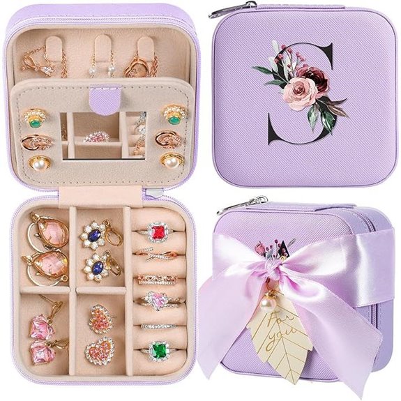 AYGXU Travel Jewelry Box with Initials for Women