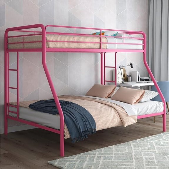 DHP Pink Metal Bunk Bed Frame Twin-Over-Full