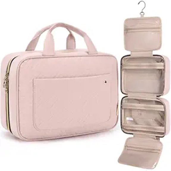 BAGSMART Travel Toiletry Bag with Hook (Light Pink)