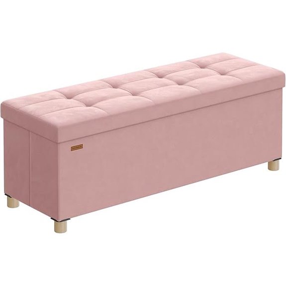 pink velvet storage ottoman