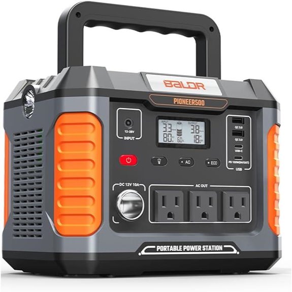BALDR 500W Portable Power Station with USB & Solar
