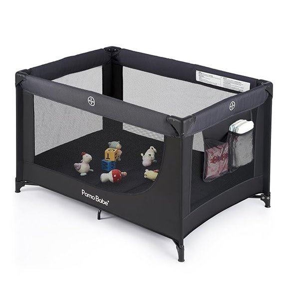 Pamo Babe Portable Crib Baby Playpen with Mattress and Carry Bag Black