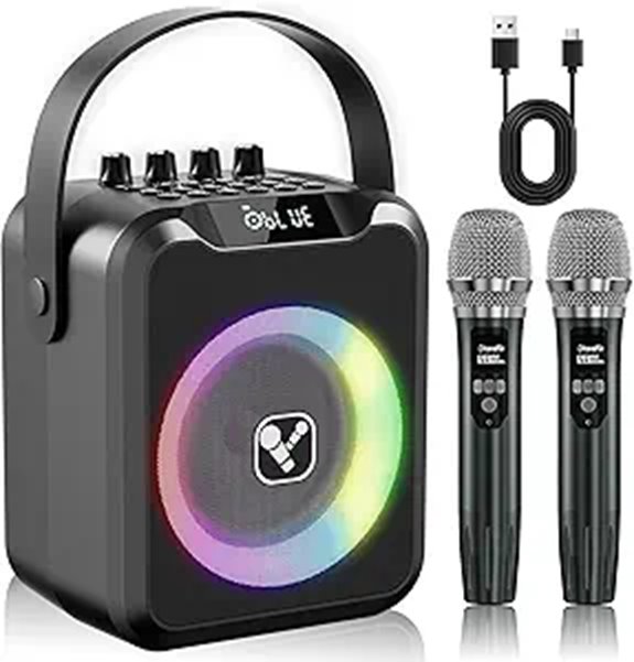 Portable Karaoke Machine with Microphones and Bluetooth