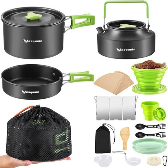 Camping Cookware Set with Collapsible Coffee Dripper