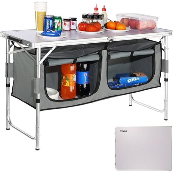 VEVOR Camping Kitchen Table with Storage and Adjustments