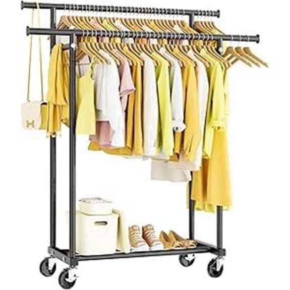 Double Rods Portable Metal Clothes Rack