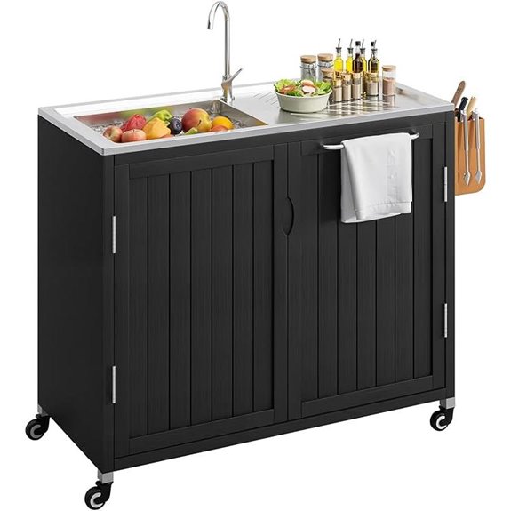 Outdoor Grill Cart with Sink and Wheels