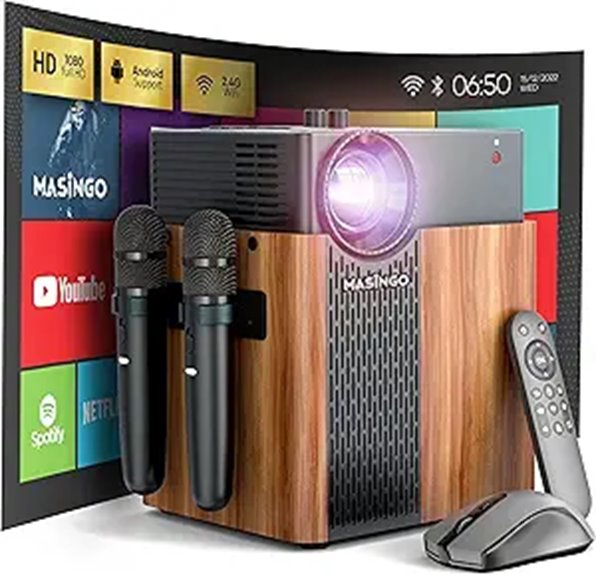 MASINGO 4-in-1 Portable Karaoke Machine with Projector