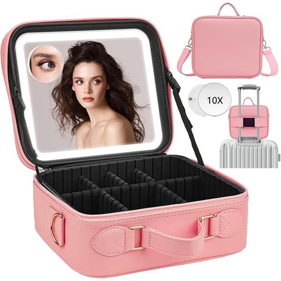 Travel Makeup Bag with Lighted Mirror