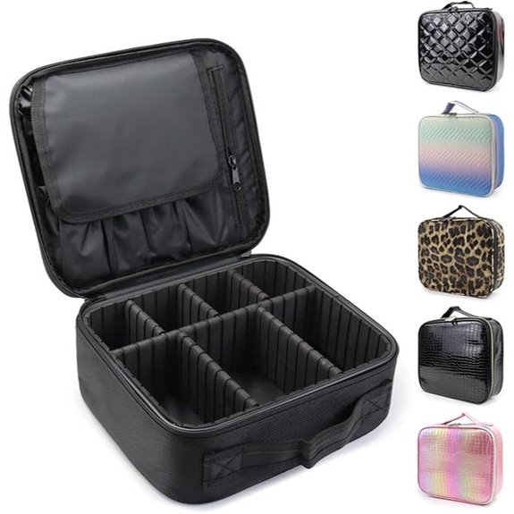 Travel Makeup Train Case with Adjustable Dividers
