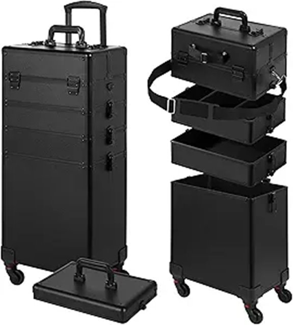 Rolling Makeup Case with Wheels and Organizer