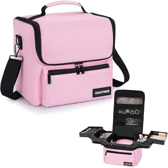 Makeup Travel Train Case with Pockets and Straps