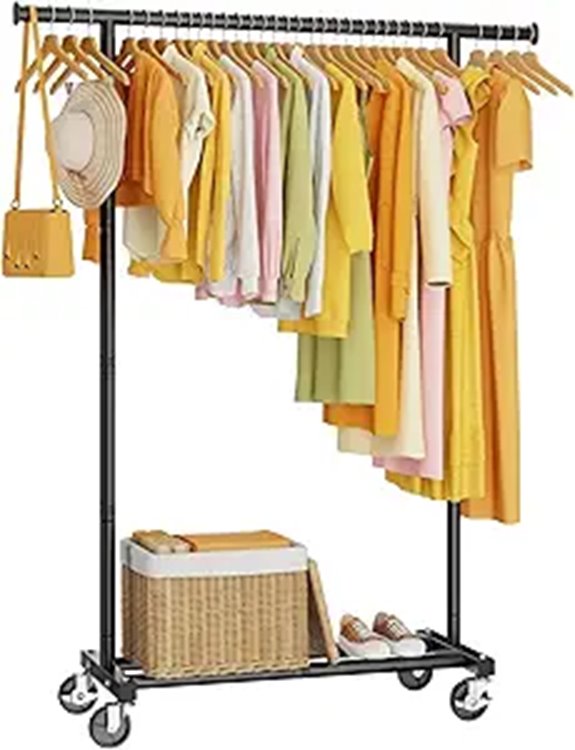Clothes Rack for Hanging Rolling Portable Wardrobe