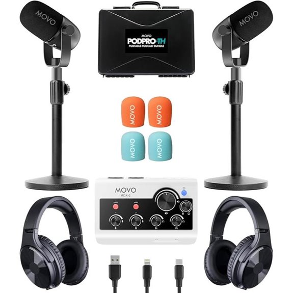 Movo Portable Podcast Kit for Smartphones and Computers