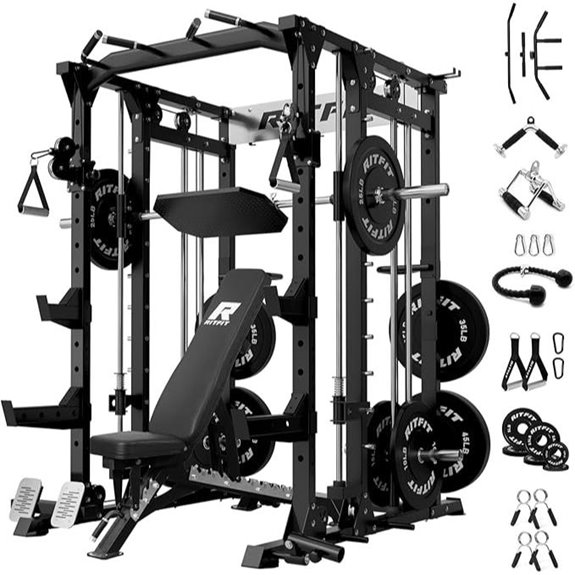 RitFit Power Cage with Lat Pulldown & Accessories