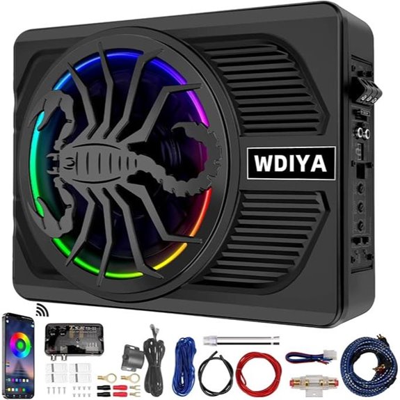 1600W Under Seat Car Subwoofer with RGB LED