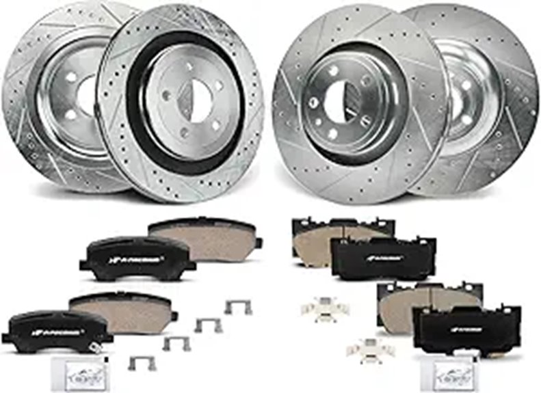 A-Premium Drilled & Slotted Brake Rotors and Pads Kit