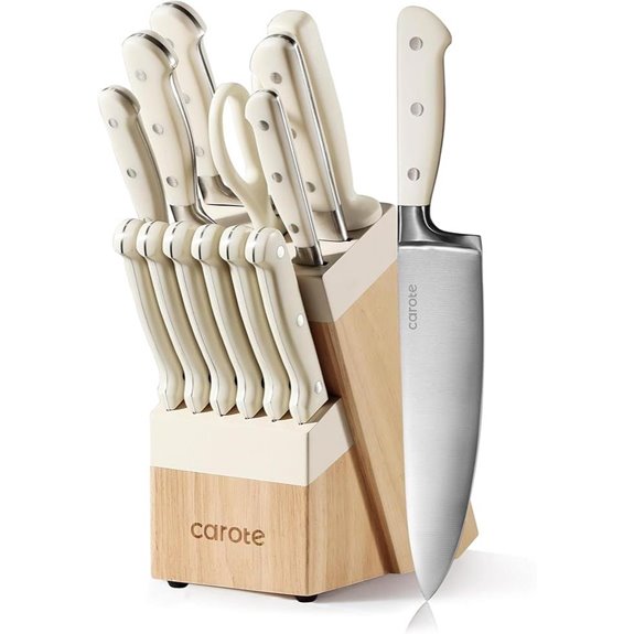 CAROTE 14-Piece Forged High Carbon Stainless Steel Knife Set