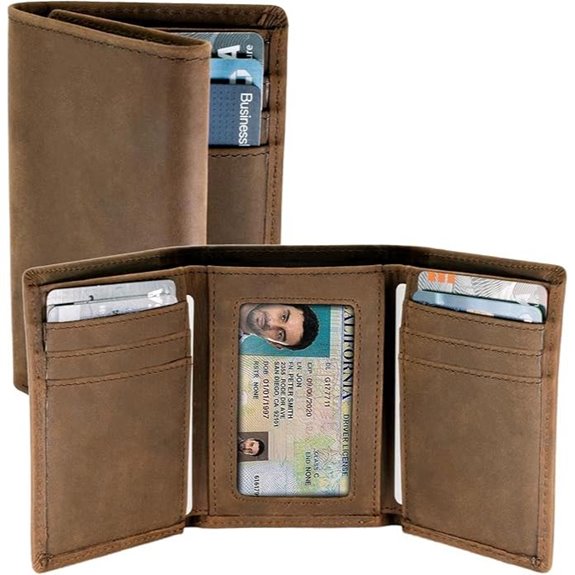 Top Grain Leather Men’s Trifold Wallet with RFID Blocking