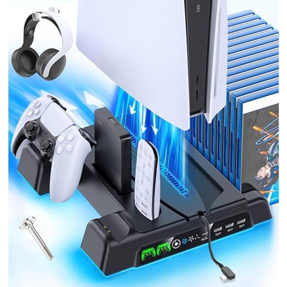 PS5 Cooling Stand & Charger with LED Fan
