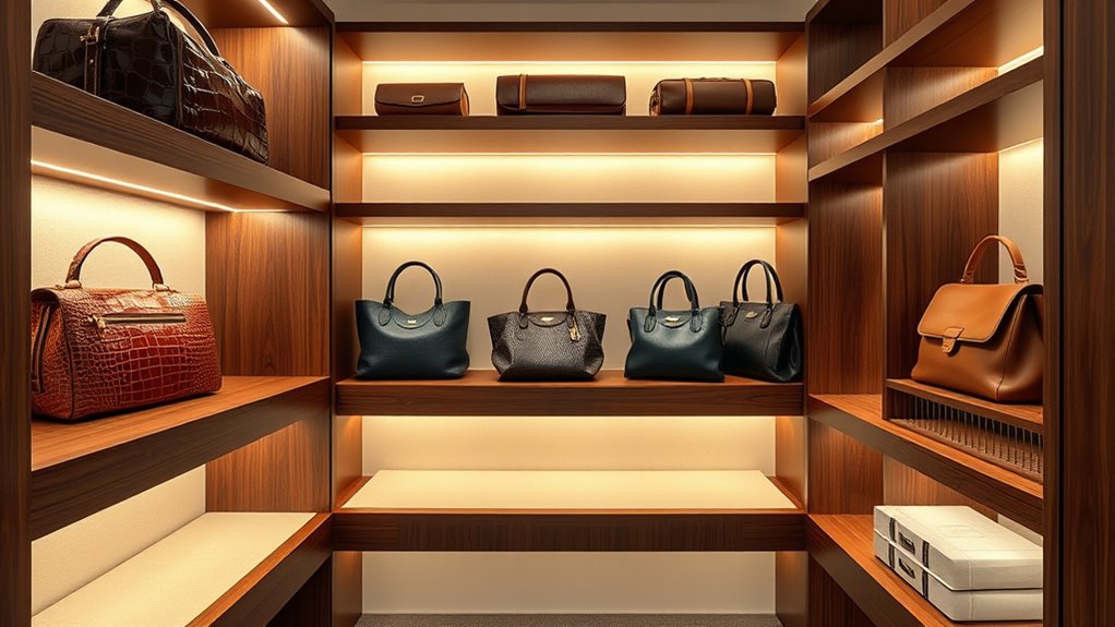 purse shelves durable adjustable aesthetic