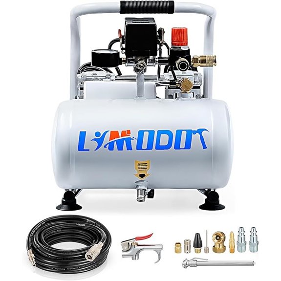 Ultra Quiet 1-Gallon Steel Air Compressor with Hose