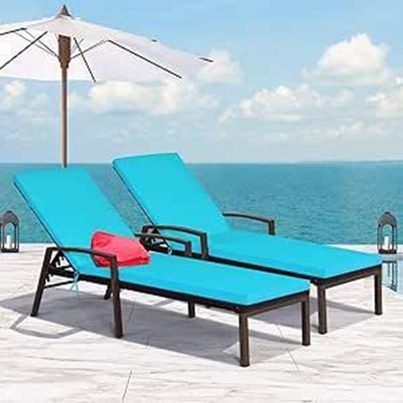 Tangkula 2-Piece Patio Rattan Loungers with Cushions