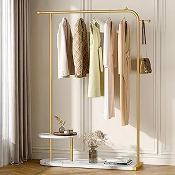 Raybee 67.3 Gold Clothing Rack with Storage