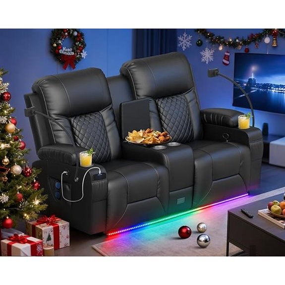 Recliner Loveseat Sofa with Center Console & USB