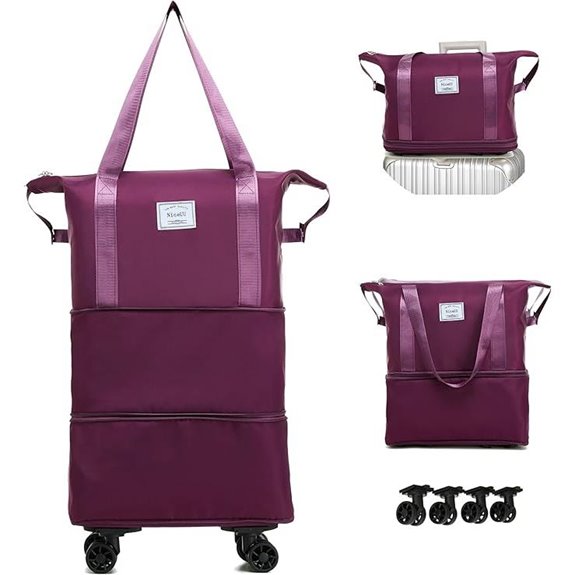 Travel Rolling Duffel Bag with Removable Wheels