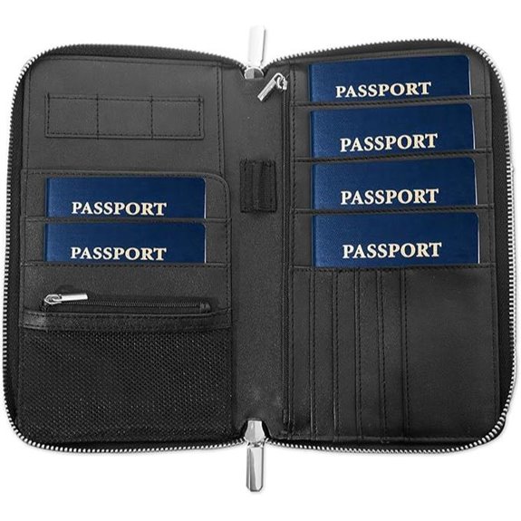 RFID Blocking Leather Family Passport Wallet Organizer