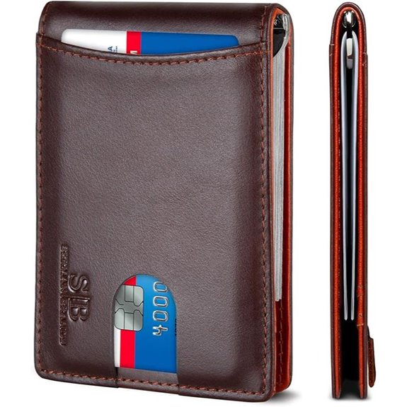 SERMAN RFID Blocking Leather Slim Bifold Wallet