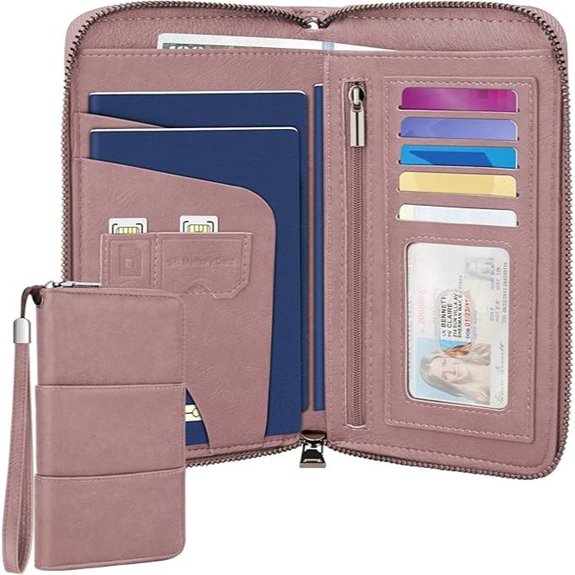 RFID Blocking Passport Wallet with Zipper and Organizer