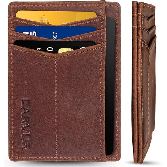 RFID Blocking Leather Slim Wallet with ID and Cash
