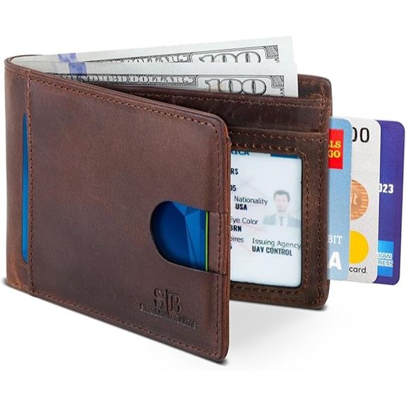 SERMAN RFID Blocking Leather Slim Bifold Wallet