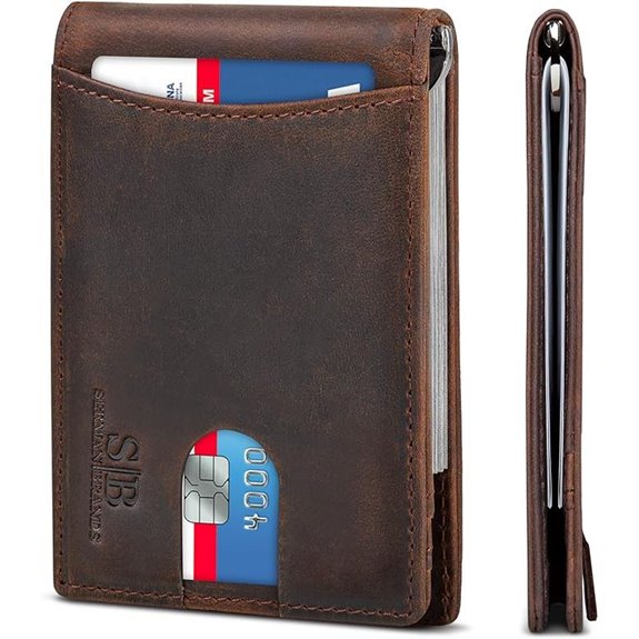 Serman Brands RFID Leather Bifold Wallet with Money Clip