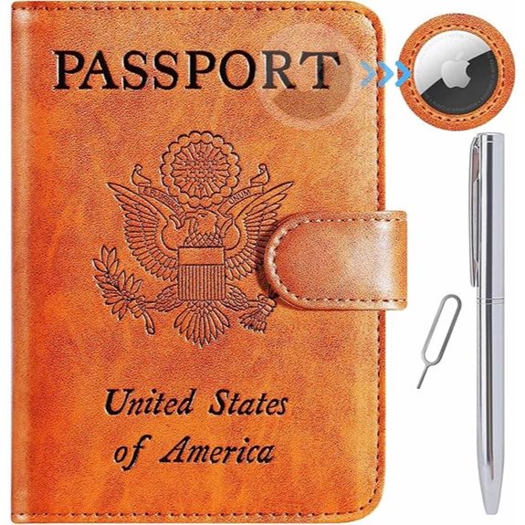 Airtag Passport Holder Wallet RFID Blocking Leather Case