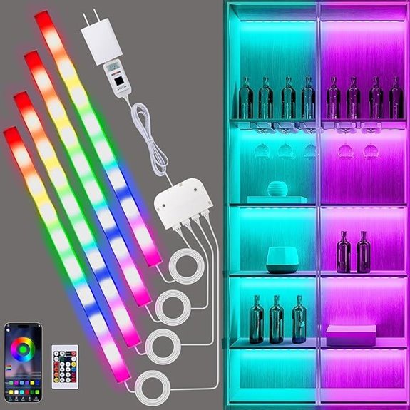 JUSJUBR RGB LED Shelf Lights with Remote and App