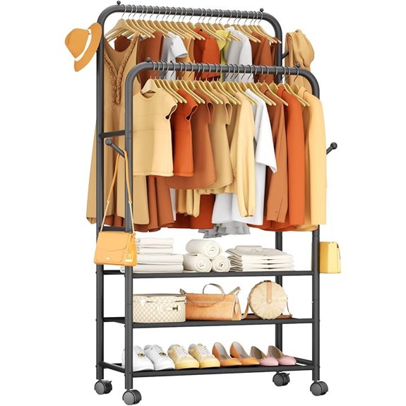 Furologee Rolling Clothes Rack with Double Rods